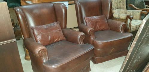 Leder fauteuils, Huis en Inrichting, Fauteuils, Zo goed als nieuw, Stof, 75 tot 100 cm, Ophalen