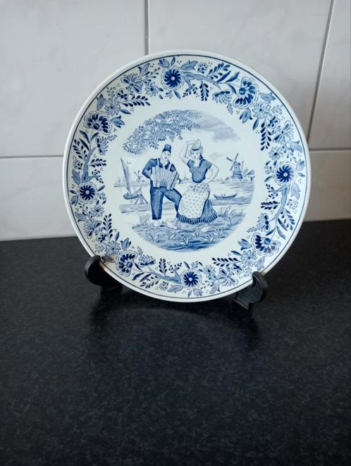 Delfts Blauw Wandbord Dansend Boer En Vrouw Paar., Antiek en Kunst, Antiek | Wandborden en Tegels, Ophalen of Verzenden