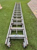Houten Uitschuifladder, Doe-het-zelf en Verbouw, Ladders en Trappen, Ophalen, Gebruikt, Ladder, Opvouwbaar of Inschuifbaar