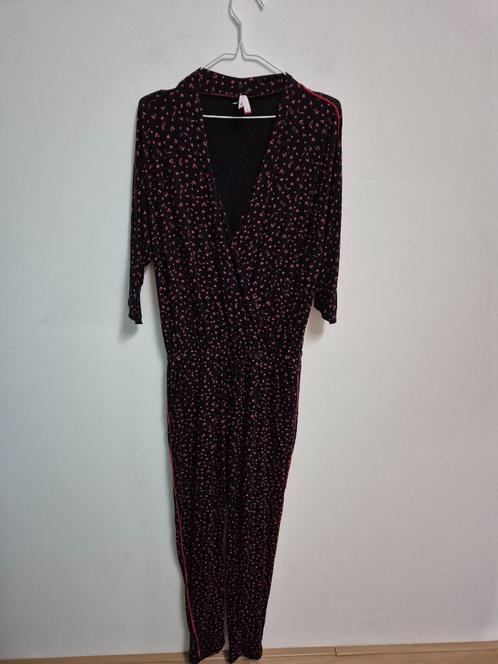 Jump10 - Zwart-roze-rode Miss Etam jumpsuit maat M (1), Kleding | Dames, Jumpsuits, Zo goed als nieuw, Maat 38/40 (M), Zwart, Ophalen of Verzenden