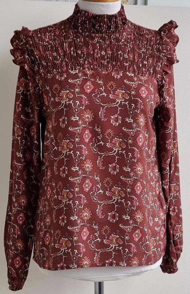 My Jewellery bruin bloesje met print mt. S, Kleding | Dames, Blouses en Tunieken, Zo goed als nieuw, Maat 36 (S), Bruin, Ophalen of Verzenden