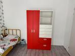 Ikea kinderkast STUVA/FRITIDS 120x50x192 wit/rood, Ophalen, 100 tot 150 cm, Zo goed als nieuw, 150 tot 200 cm