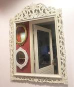 Vintage brocante barok spiegel hout wit rechthoek 80x58 cm, Huis en Inrichting, Woonaccessoires | Spiegels, Minder dan 100 cm