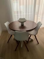 Ronde Uitschuifbare Eettafel met Stoelen, Huis en Inrichting, Tafels | Eettafels, Ophalen, Gebruikt, Modern, klassiek, robuust, vintage