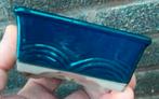 Bonsai schaal blauw geglazuurd Japans aardewerk 9,6x7x4, Tuin en Terras, Ophalen of Verzenden, Zo goed als nieuw, Aardewerk, Rechthoekig