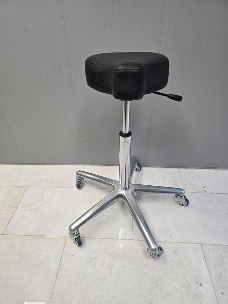 Fietszadelkruk - Ergonomische Werkkruk, Huis en Inrichting, Stoelen, Gebruikt, Eén, Leer, Metaal, Zwart, Ophalen