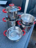 Kamp pannen, Ophalen of Verzenden, Zo goed als nieuw, Rvs, Pannenset