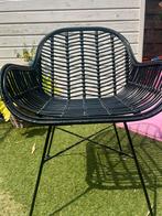 Zwarte stoel eetkamer / terras rotan/ijzer, Huis en Inrichting, Stoelen, Ophalen, Zwart, Eén