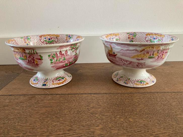 Antieke Petrus Regout Schaaltjes, Set van 2, Antiek en Kunst, Antiek | Keramiek en Aardewerk, Ophalen of Verzenden