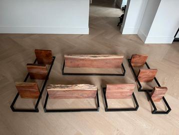Houten Wandplanken met Metalen Frame (6stuks) beschikbaar voor biedingen