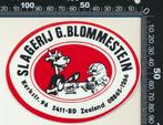 Sticker: Slagerij Blommenstein - Zeeland, Ophalen of Verzenden, Zo goed als nieuw, Bedrijf of Vereniging