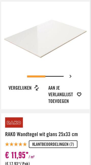 3 x nieuwe RAKO Wandtegel wit glans 25x33 cm beschikbaar voor biedingen