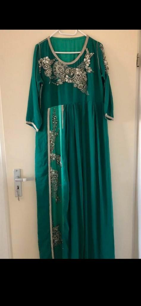Mooie Marokkaanse jurk met kraaltjes, Kleding | Dames, Gelegenheidskleding, Gedragen, Overige typen, Maat 38/40 (M), Groen, Ophalen of Verzenden