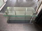 Tv meubel glas op wieltjes, Huis en Inrichting, Kasten | Televisiemeubels, Ophalen, Gebruikt, 50 tot 100 cm, Glas