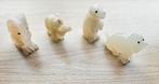 4x Marmeren dieren beeldjes hond, beer, olifant, uil, Ophalen of Verzenden, Gebruikt, Dier