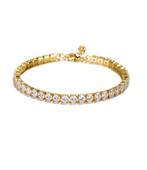 Stainless steel tennis armband rhinestone Ziva goud (17+6cm), Overige materialen, Verzenden, Nieuw, Goud