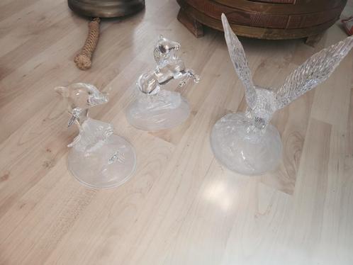 3x glazen beeldjes, Antiek en Kunst, Antiek | Glas en Kristal, Ophalen of Verzenden