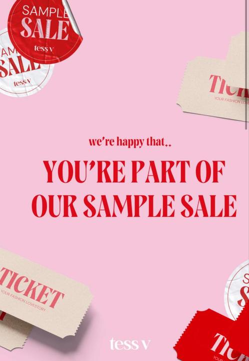2 tickets voor de Tess v sample sale vrijdag 27 juni 17.30, Kleding | Dames, Dames-kledingpakketten, Zo goed als nieuw, Ophalen