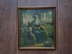 Brocant lijstje met prent moeder en kindjes boerenleven, Antiek en Kunst, Ophalen of Verzenden