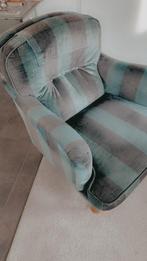 Comfortabele fauteuil met gestreepte bekleding, Ophalen, Gebruikt, Minder dan 75 cm, Vintage