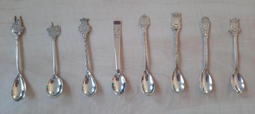 8 verzilverde theelepels - verschillende plaatsen Nederland, Antiek en Kunst, Antiek | Bestek, Ophalen of Verzenden