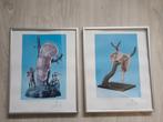 Twee ingelijste Salvador Dali posters, Met lijst, Gebruikt, Ophalen of Verzenden, A4 of kleiner