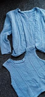 Lavendel blauw twinsetje, top en vest maat S, Ophalen of Verzenden, Zo goed als nieuw, Maat 36 (S), Blauw