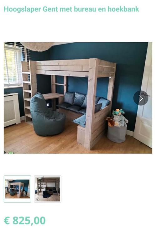 Hoogslaper Gent met bureau en hoekbank, Huis en Inrichting, Slaapkamer | Stapelbedden en Hoogslapers, Nieuw, Hoogslaper, 90 cm