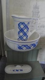 lampetstel blauw met wit3 delig, Antiek en Kunst, Curiosa en Brocante, Ophalen of Verzenden