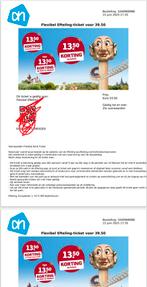 4 efteling tickets, Tickets en Kaartjes, Drie personen of meer, Ticket of Toegangskaart