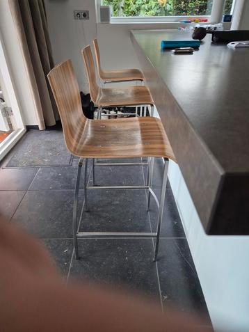 3 Barkrukken Hout/Metaal beschikbaar voor biedingen