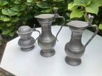 3 stuks tinnen kruiken., Ophalen