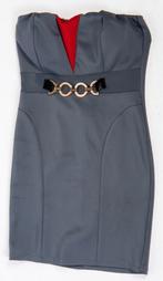 Elegante strapless mini jurk grijs/rood, Kleding | Dames, Jurken, H&M, Ophalen of Verzenden, Zo goed als nieuw, Maat 36 (S)