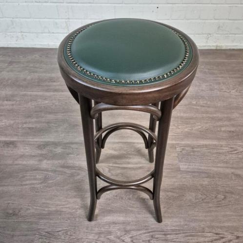 25900 Barkruk Vintage Noten, Huis en Inrichting, Barkrukken, Nieuw, 60 tot 90 cm, Hout, Leer, 1 kruk, Ophalen