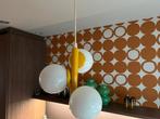 Vintage retro geel design 3 bollen lamp 70s, Ophalen, Zo goed als nieuw, Glas, Minder dan 50 cm