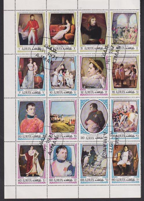 Ajman 1971 Blok Schilderijen Napoleon, Postzegels en Munten, Postzegels | Thematische zegels, Gestempeld, Koningshuis, Ophalen of Verzenden