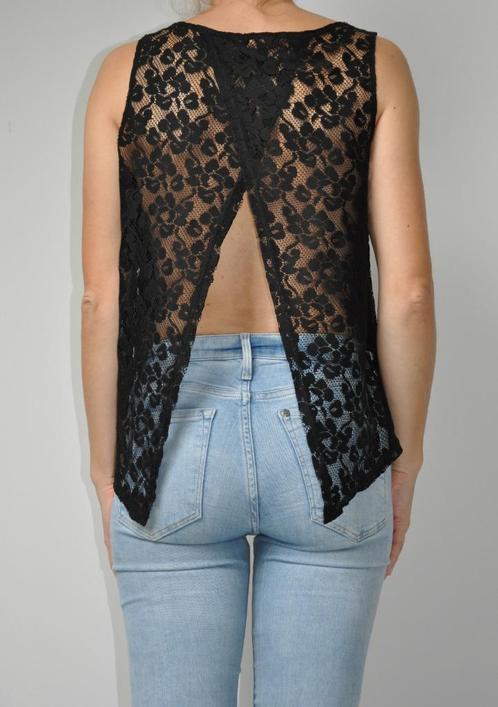 top xs/s, kanten top, crop top, open back top, Kleding | Dames, Tops, Nieuw, Maat 34 (XS) of kleiner, Zwart, Zonder mouw, Ophalen of Verzenden