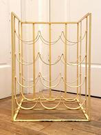 Vintage Mid-Century Modern wijnrek, metaal, pastelgeel., Huis en Inrichting, Woonaccessoires | Wijnrekken, Ophalen, Gebruikt, 5 tot 15 flessen