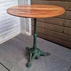 Tuintafel gietijzer met houten blad, Ophalen, Gebruikt, Rond, Metaal