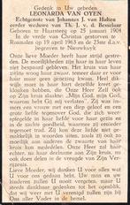 Oyen Leonarda  1904 Haarsteeg 1963 Rosmalen, Ophalen of Verzenden, Bidprentje