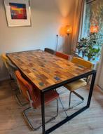 handgemaakte scrapwood eettafel, 200 cm of meer, Zo goed als nieuw, Rechthoekig, 50 tot 100 cm