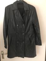 Leren Jas zwart, maat 40, double breasted, NwStaat, Ophalen of Verzenden, Zo goed als nieuw, Maat 38/40 (M), Zwart