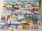 Marokko huizen 120 x 110 cm, Ophalen of Verzenden