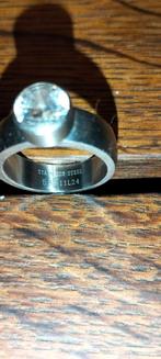 Zilveren stalen Melano ring, Met kristal, IJzer of Staal, ., Ophalen of Verzenden