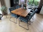 Eettafel stoelen, zwart draadstaal, petrol groen velour, Huis en Inrichting, Stoelen, Ophalen, Gebruikt, Blauw, Metaal