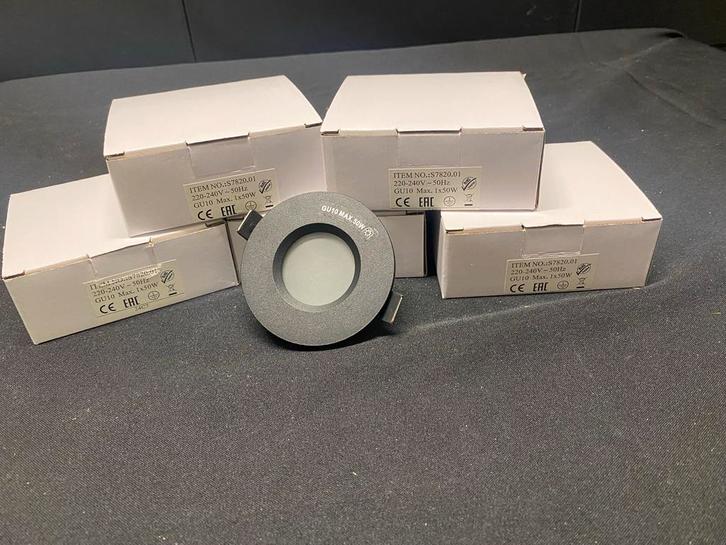 5 inbouwspots met GU10 - badkamer - Nieuw!, Huis en Inrichting, Lampen | Spots, Nieuw, Plafondspot of Wandspot, Metaal of Aluminium