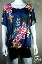 Ballon shirt met elastiek palm gebloemd donker blauw maat  4, Maat 42/44 (L), Nieuw, Ophalen of Verzenden, Korte mouw