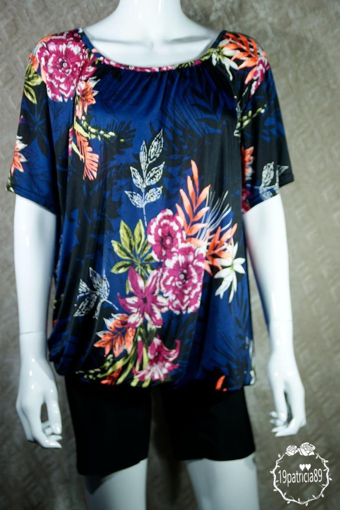 Ballon shirt met elastiek palm gebloemd donker blauw maat  4, Kleding | Dames, T-shirts, Nieuw, Maat 42/44 (L), Blauw, Korte mouw