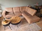 Hoekbank, ecoleer cognac, Huis en Inrichting, Ophalen of Verzenden, Zo goed als nieuw, Leer, Modern