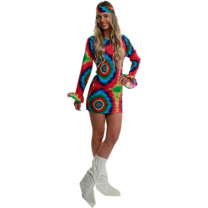 Retro Hippie Kostuum Dames – 3-delig Jurk, - Maat L, Kleding | Dames, Carnavalskleding en Feestkleding